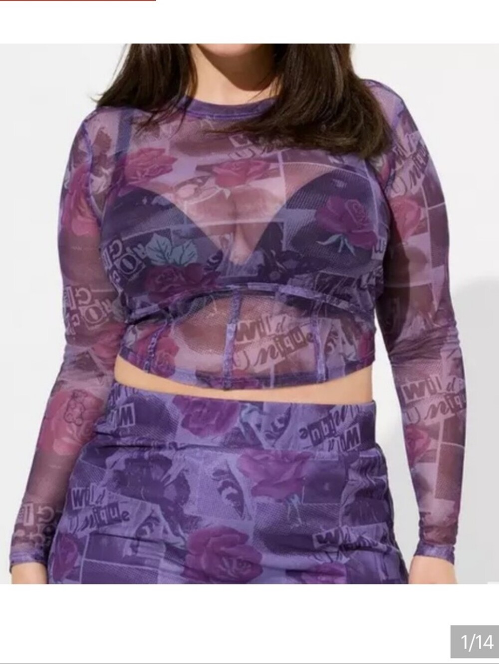 Torrid X Betsey Johnson Mesh Purple Top Sexy Festival Fairy Crop Long Sleeves 4X